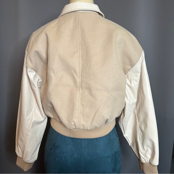 🆕 PRETTYLITTLETHING Tan and Cream Bomber Jacket - Picture 4 of 11